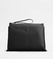 Document Holder Pouch in Leather Medium-BLACK