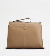 Document Holder Pouch in Leather Medium-BEIGE