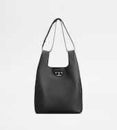 T Timeless Shoulder Bag in Leather Medium-BLACK