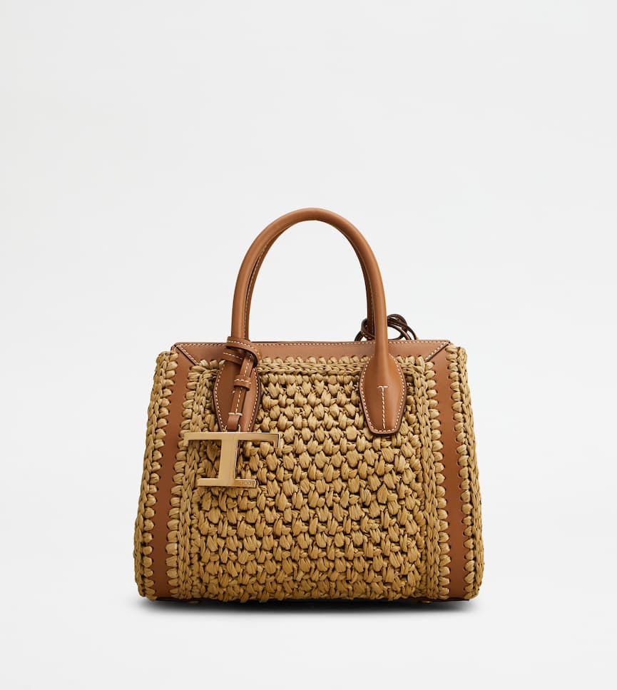 Bolso Shopping T Timeless en Rafia y Piel Mini - Vista frontal