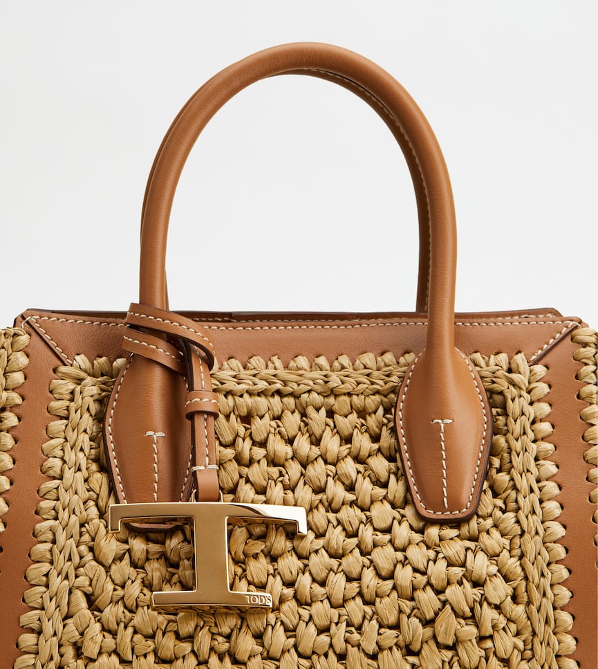 Bolso Shopping T Timeless en Rafia y Piel Mini - DETALLE