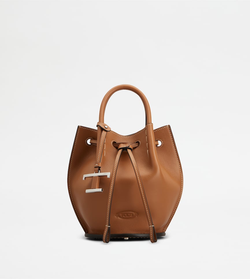 Bucket Bag in Leather Mini - Front view