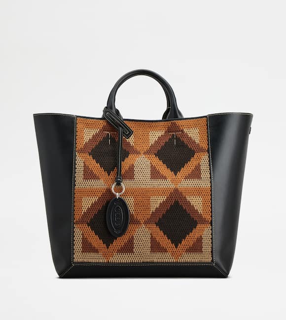 ADA_PRODUCT_ITEM_IMAGE Tod's Double Up Shopping Bag in Leather and Fabric Medium