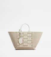 Sac Shopping Tod's Double Up en Tissu et Cuir Petit-BEIGE