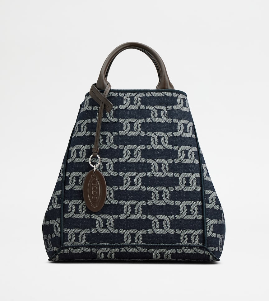 Tod's Double Up Shopping Bag in Denim and Leather Medium - Still life