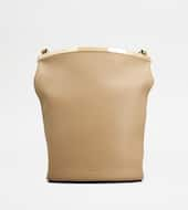 Bucket Bag in Leather Small-BEIGE