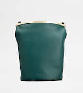 Bucket Bag in Leather Small-GREEN