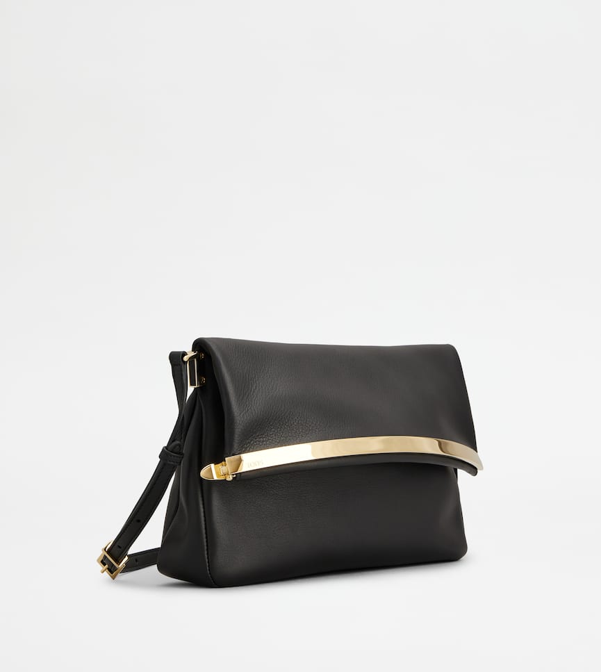 Flap Bag in Leather Small - Three-quarter view