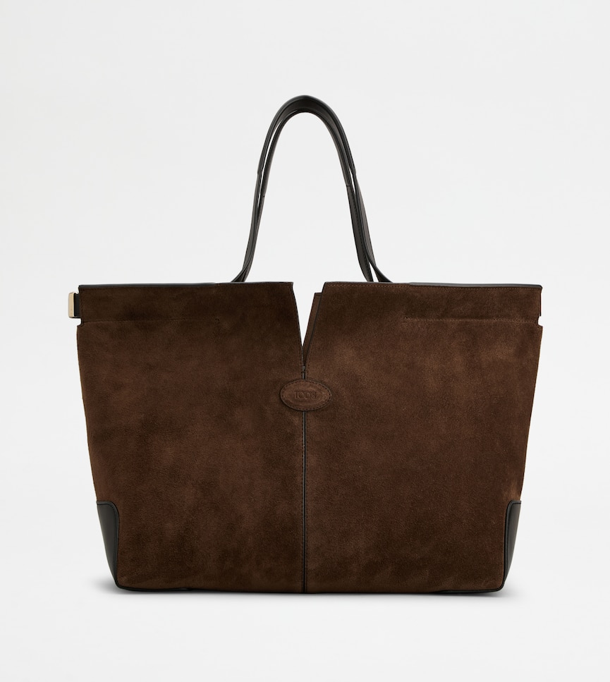 Tod's Di Bag Folio in Suede Medium-Small - Front view