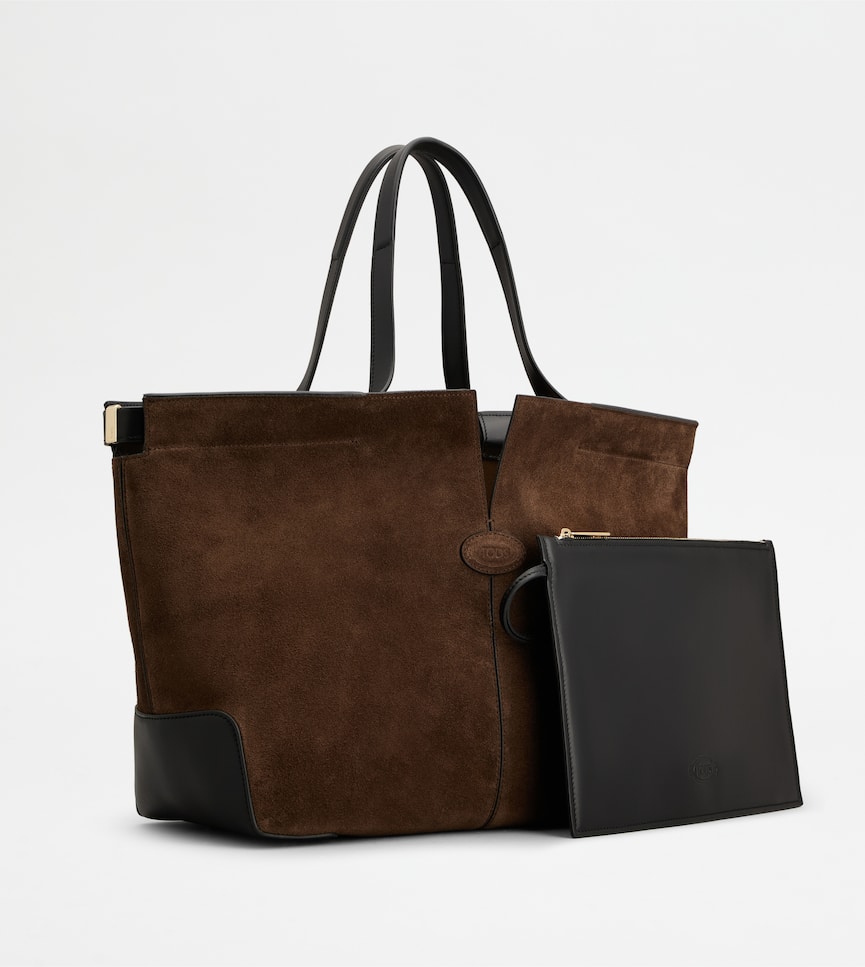 Tod's Di Bag Folio in Suede Medium-Small - Three-quarter view