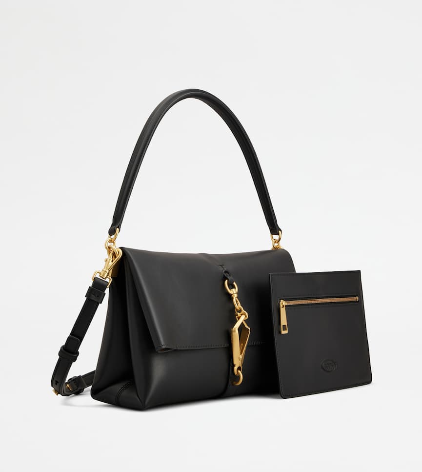 Flap Bag in Leather Mini - Three-quarter view