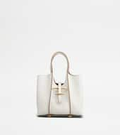 T Timeless Shopping Bag in Leather Micro-WHITE