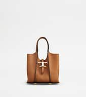 T Timeless Shopping Bag in Leather Micro-BROWN