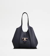 T Timeless Shopping Bag in Leather Small-BLUE