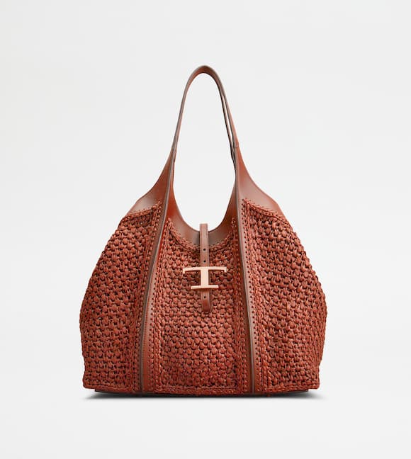 ADA_PRODUCT_ITEM_IMAGE T Timeless Shopping Bag in Raffia and Leather Medium