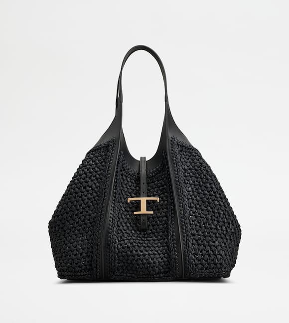 ADA_PRODUCT_ITEM_IMAGE T Timeless Shopping Bag in Raffia and Leather Medium