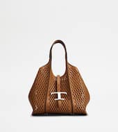 T Timeless Shopping Bag in Leather Mini-BROWN