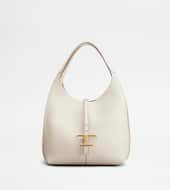 T Timeless Shoulder Bag in Leather Small-WHITE