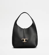 T Timeless Shoulder Bag in Leather Small-BLACK