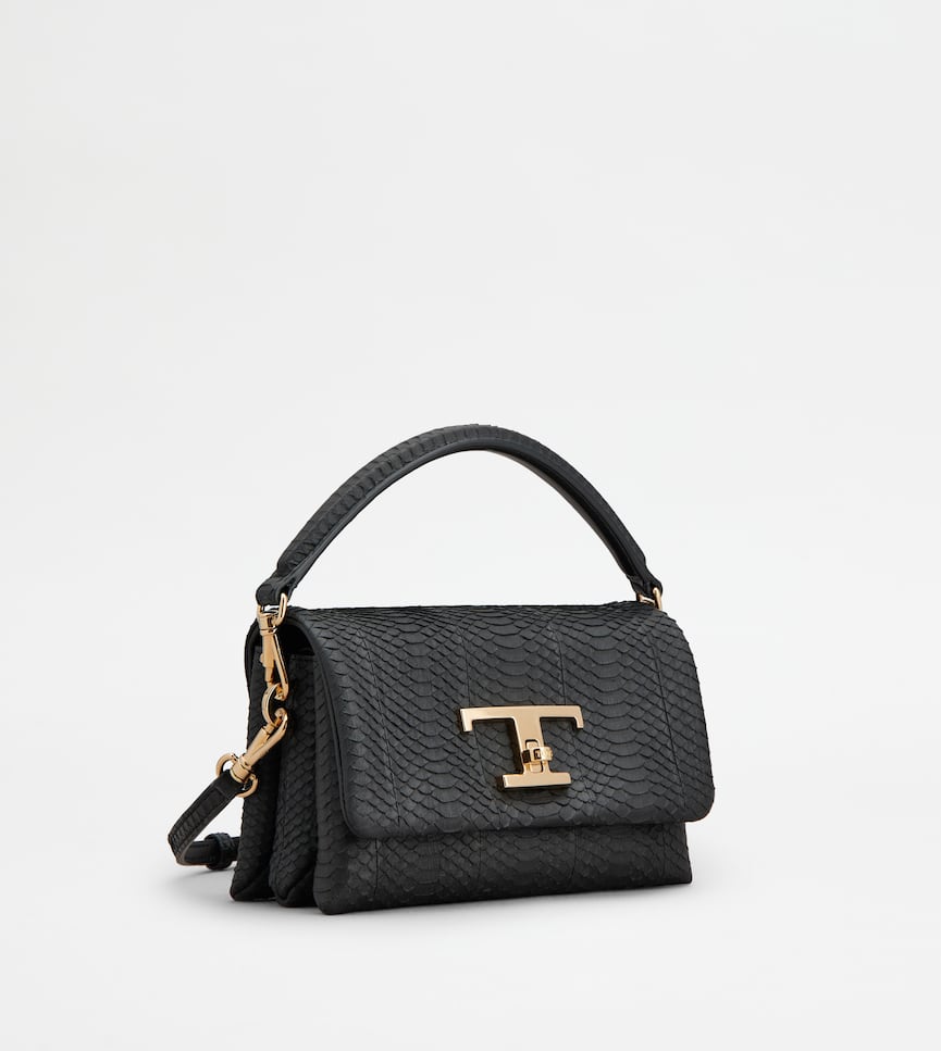 T Timeless Flap Bag in Reptile Micro - Three-quarter view