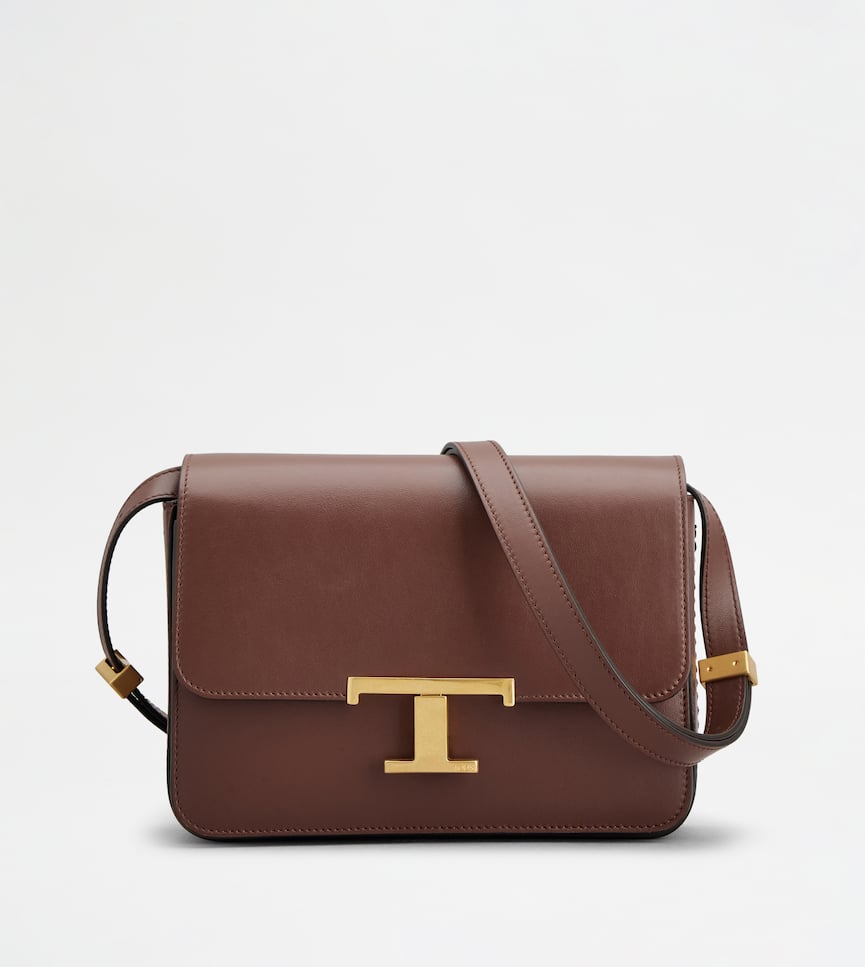 T Timeless Crossbody Bag in Leather Mini - Front view