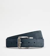 Reversible Belt in Suede-BLUE, BLACK