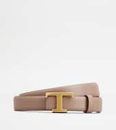 T Timeless Reversible Belt in Leather-BEIGE, PINK