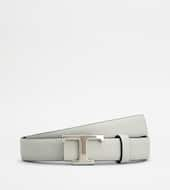 T Timeless Reversible Belt in Leather-GREY, BLUE