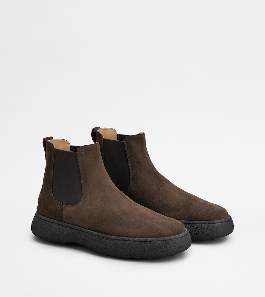 Tod's W. G. Chelsea Ankle Boots in Suede - Three-quarter view