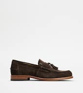 Loafers in Suede-BROWN