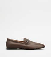 Loafers in Leather-BROWN