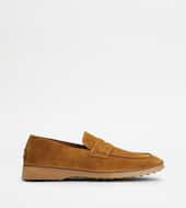 Loafers in Suede-BROWN