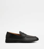 Loafers in Leather-BLACK