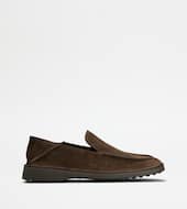 Loafers in Suede-BROWN