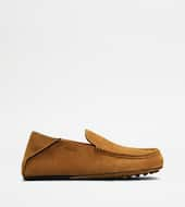 Slipper Loafers in Suede-BROWN