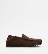 Slipper Loafers in Suede-BROWN