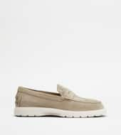 Loafers in Leather-BEIGE