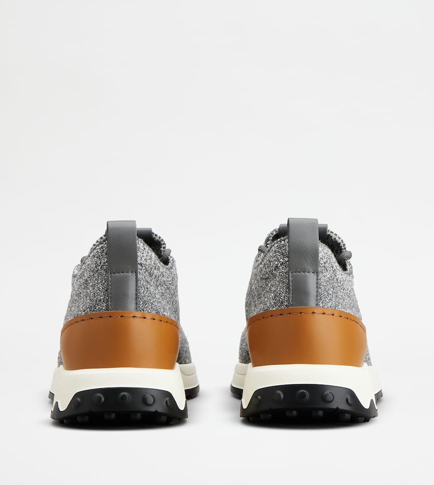 Sock Sneakers in Technical Fabric and Leather - Rear view