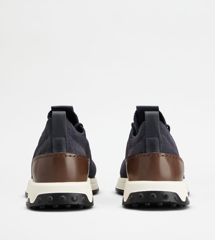 Sock Sneakers in Technical Fabric and Leather - Rear view