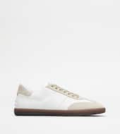 Tod's Tabs Sneakers in Suede-BEIGE, WHITE