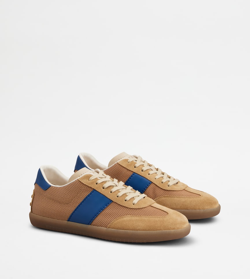 Tod's Tabs Sneakers in Suede and Technical Fabric - Three-quarter view