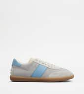 Tod's Tabs Sneakers in Suede and Technical Fabric-GREY, LIGHT BLUE