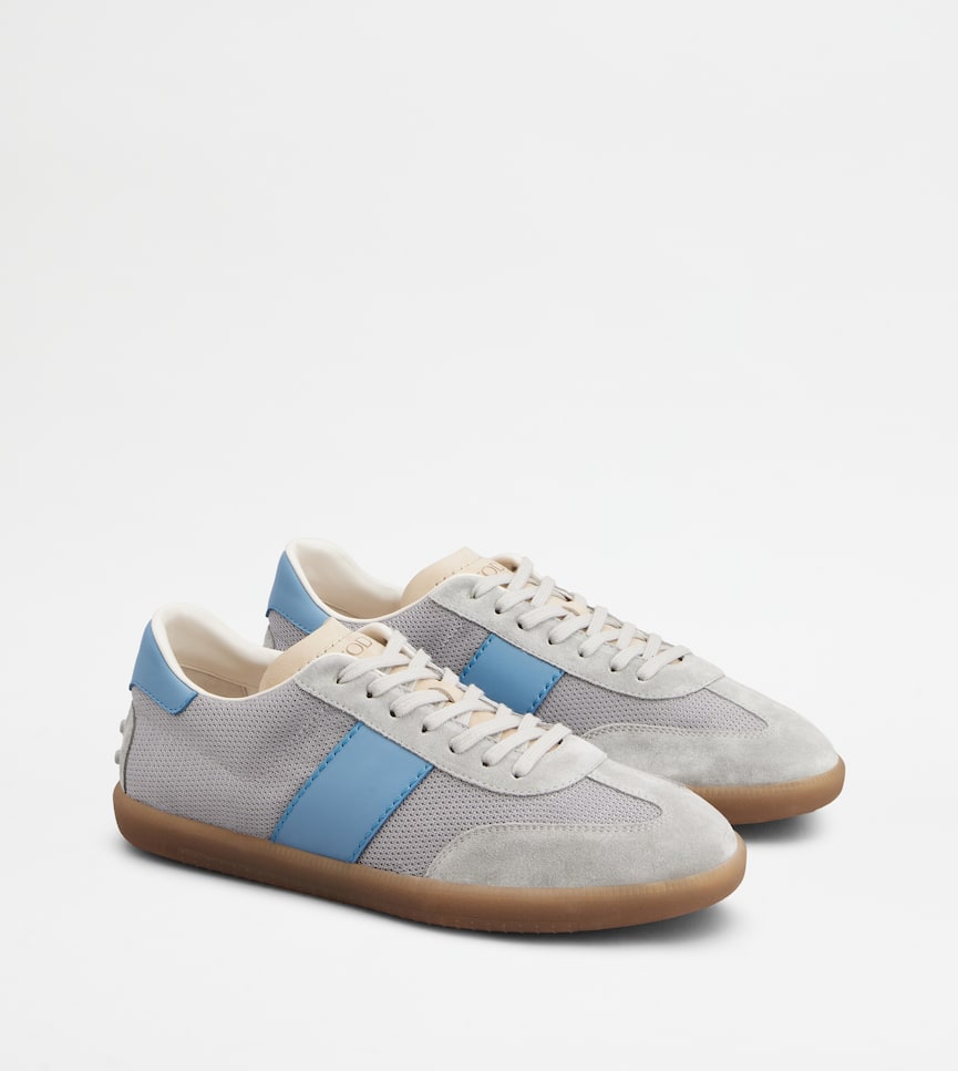 Tod's Tabs Sneakers in Suede and Technical Fabric - Three-quarter view