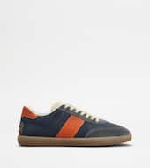 Tod's Tabs Sneakers in Suede and Technical Fabric-BLUE, ORANGE, BEIGE