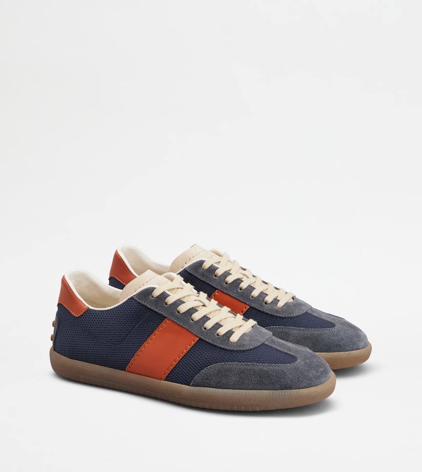 Tod's Tabs Sneakers in Suede and Technical Fabric - Three-quarter view