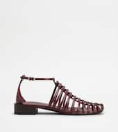 Sandals in Leather-BURGUNDY