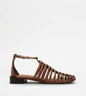 Sandals in Leather-BROWN