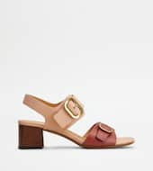 Sandals in Leather-PINK, BURGUNDY