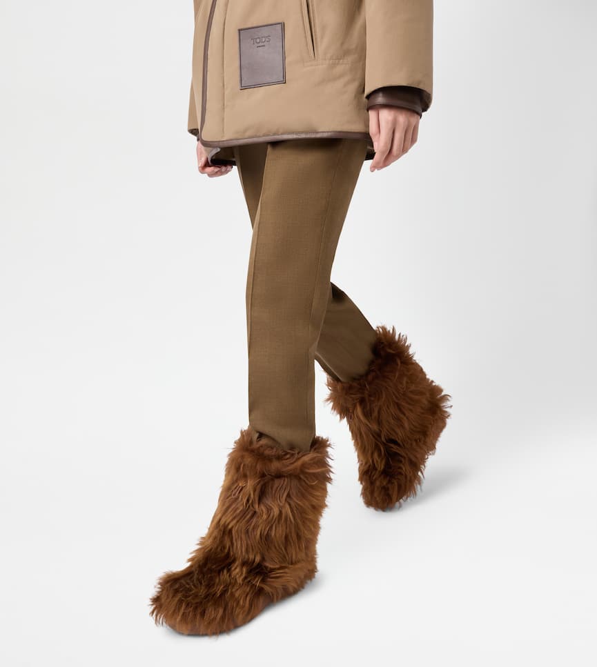 Tod's W. G. Ankle Boots in Sheepskin - On body