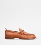 Loafers in Leather-ORANGE